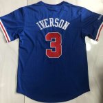 3 Allen Iverson Philadelphia 76ers Hardwood Classics Maillot à Manche Bleu